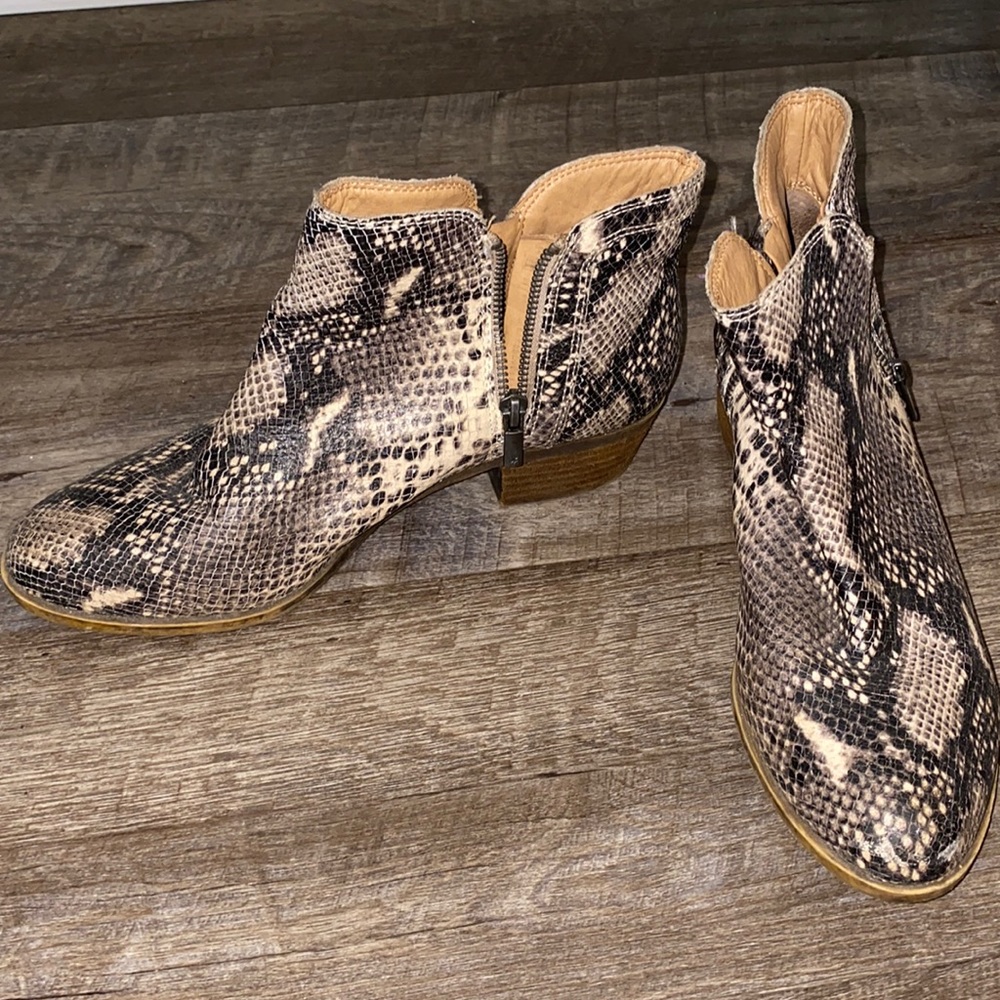 Lucky Brand snakeskin booties